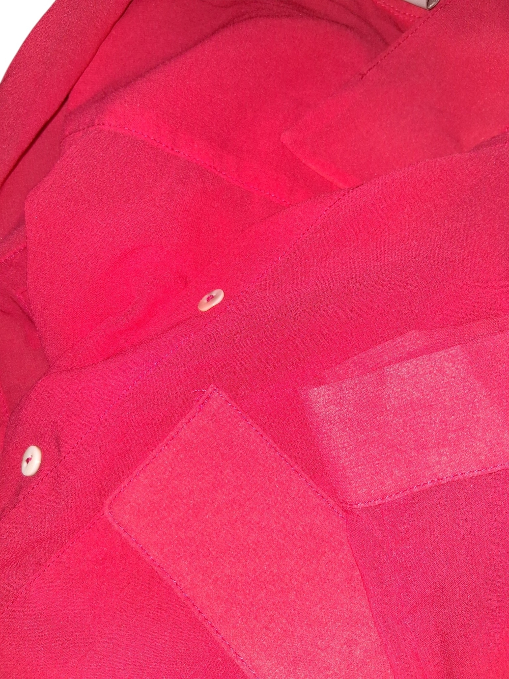 Neon Pink Sheer Button-Up Blouse - Picture 3 of 4